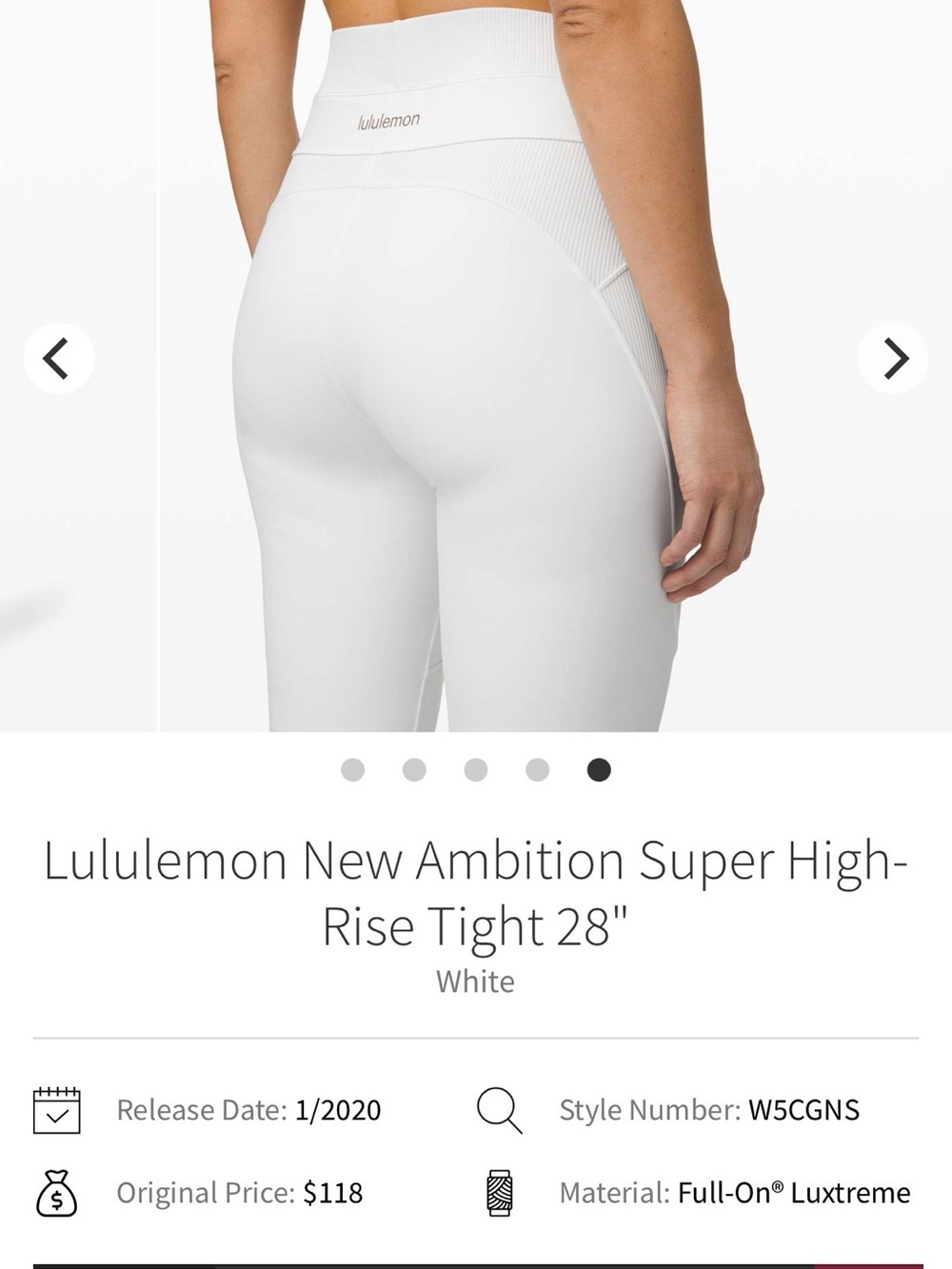 lululemon athletica White High-Rise Seam Detail Leggings